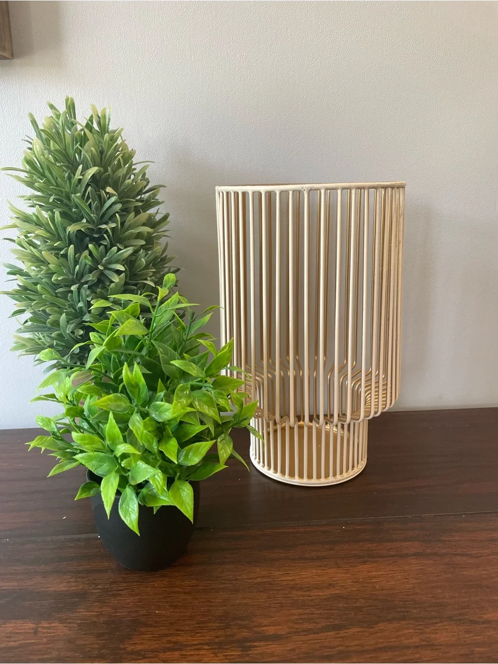 Neutral Beige Metal Accent Lantern